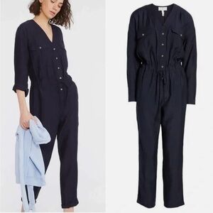 Lou & Grey Utility Straight Leg Jumpsuit in Forever Navy Size M Retail $128